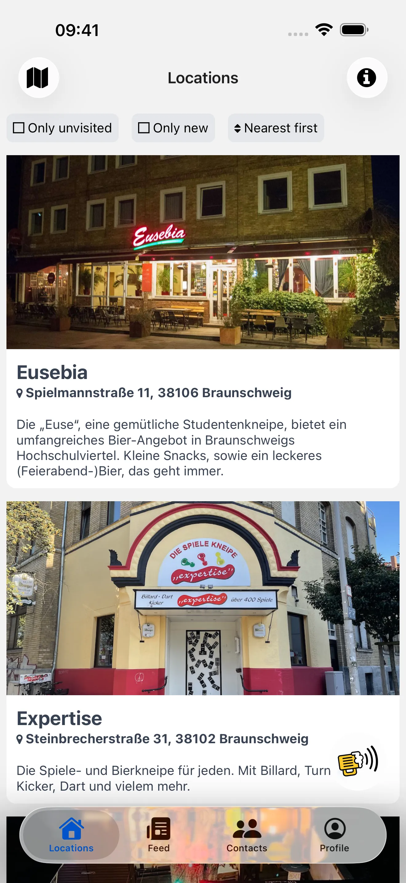 Biernadel Locations Screen
